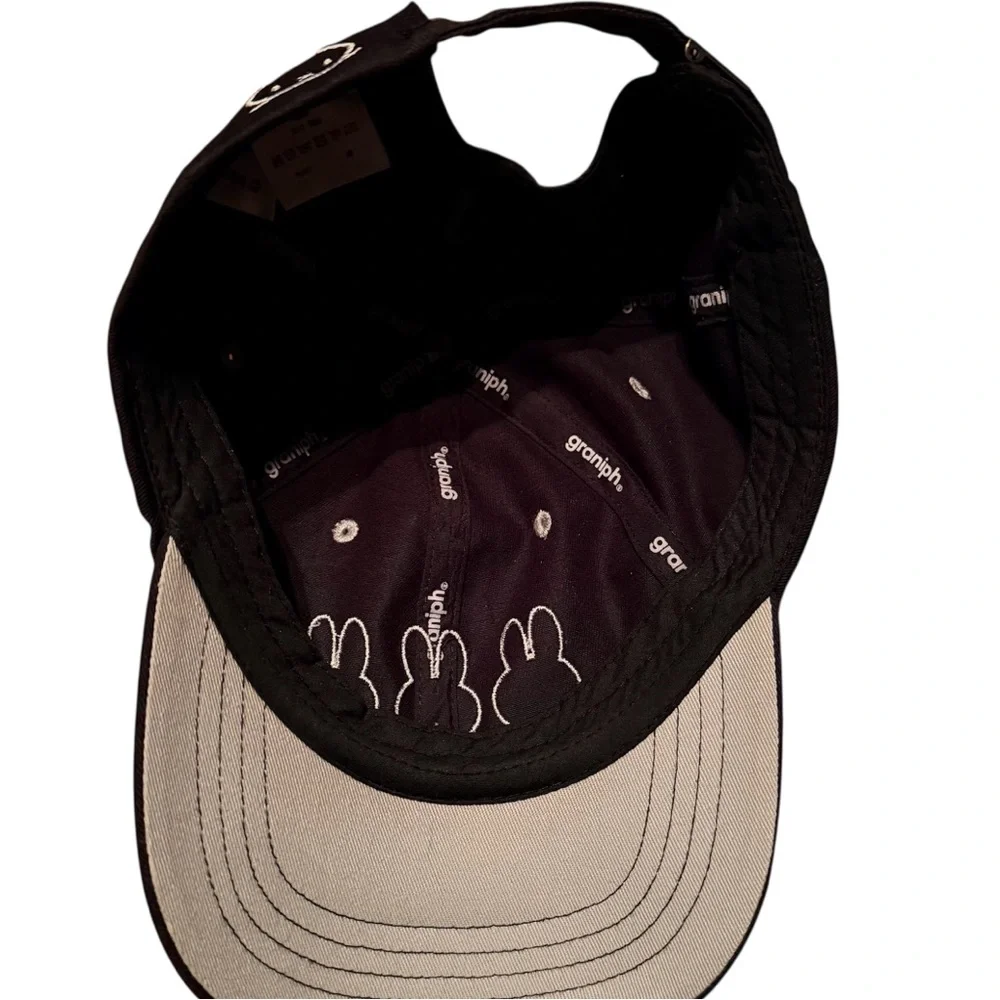 Graniph Miffy Baseball Cap Black Silver Grey Graphic 100% Cotton